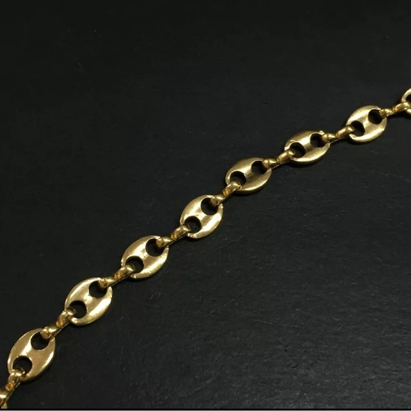 100% AUTHENTIC VINTAGE GIVENCHY PARIS YELLOW GOLD ANCHOR CHAIN NECKLACE - Picture 4 of 7